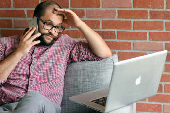 a man with a laptop